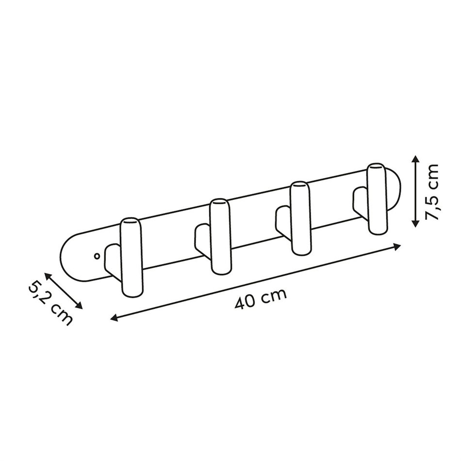 Wall rack Cassie x5, metal/wood, H7.5x40x5.2cm