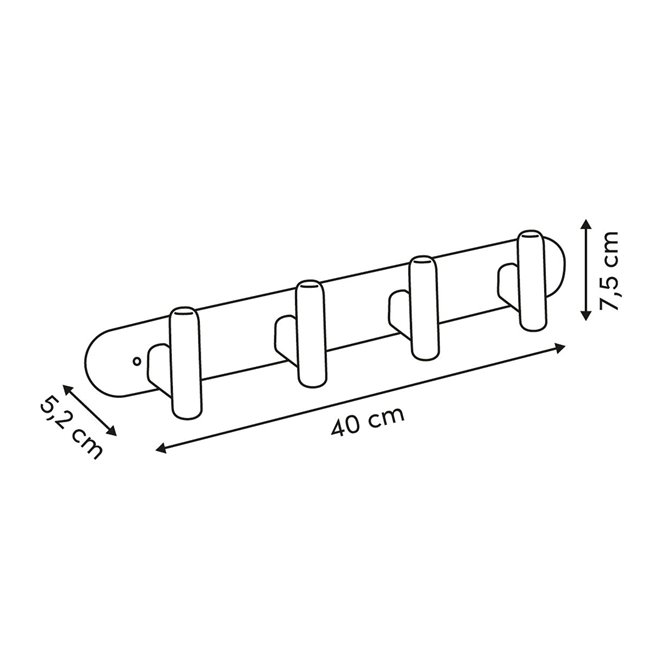 Wall rack Cassie x5, metal/wood, H7.5x40x5.2cm