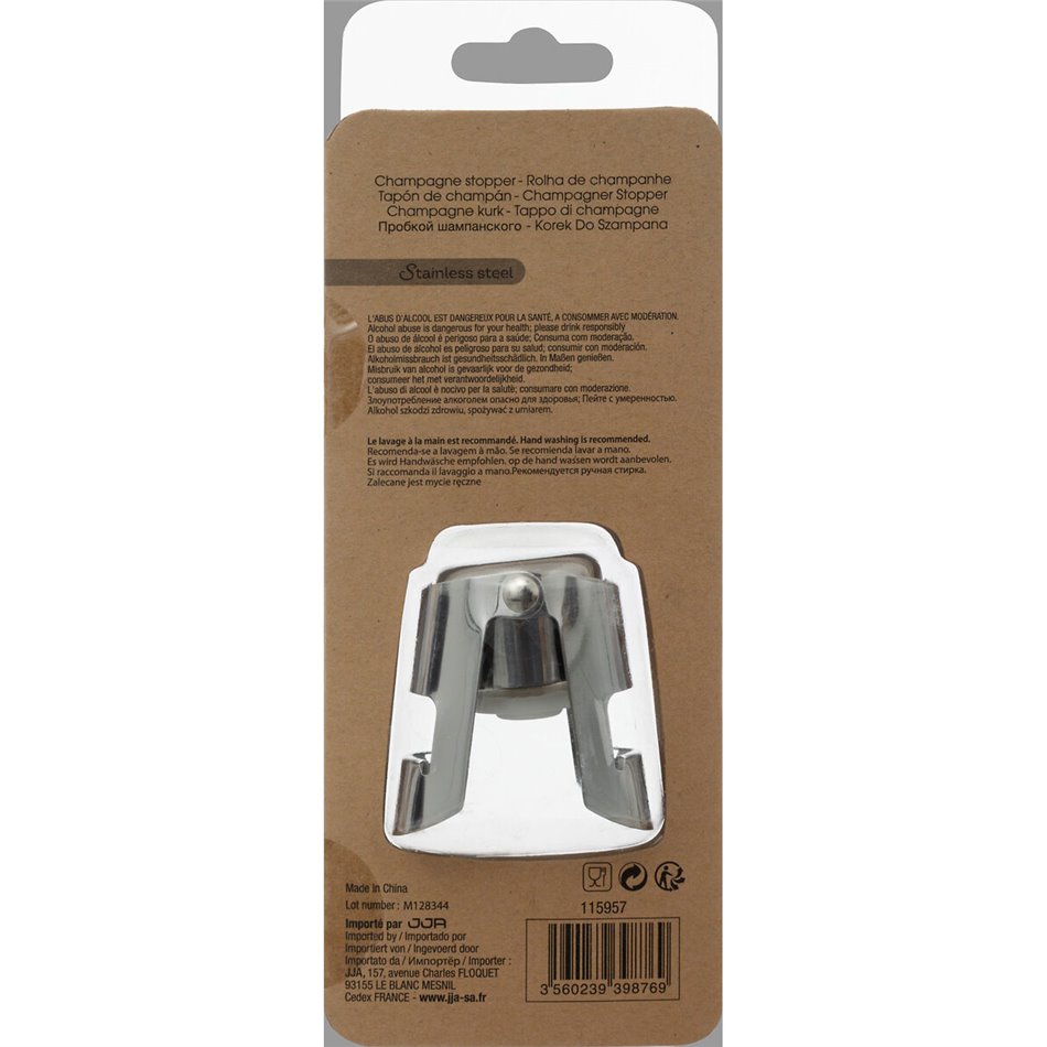 Champagne stopper, stainless steel, H3.7x5.5x4cm