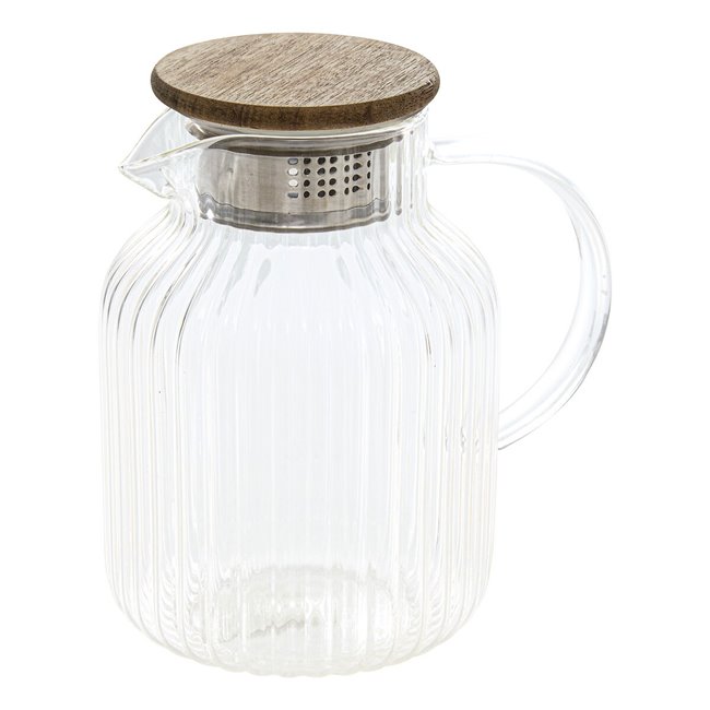 Tējkanna ar filtru Ivy, stikls/tērauds/akācijas koks, 1.6L, H19x17.5x12.9cm