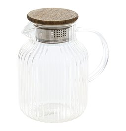 Tējkanna ar filtru Ivy, stikls/tērauds/akācijas koks, 1.6L, H19x17.5x12.9cm