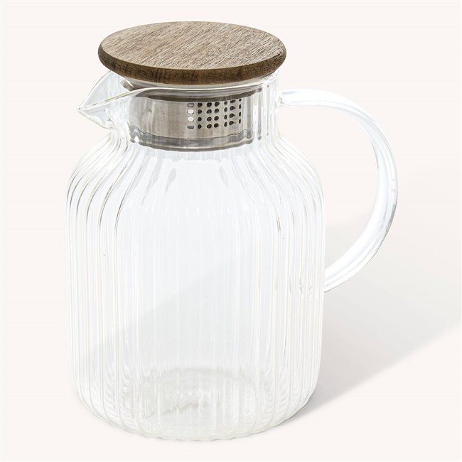 Tējkanna ar filtru Ivy, stikls/tērauds/akācijas koks, 1.6L, H19x17.5x12.9cm