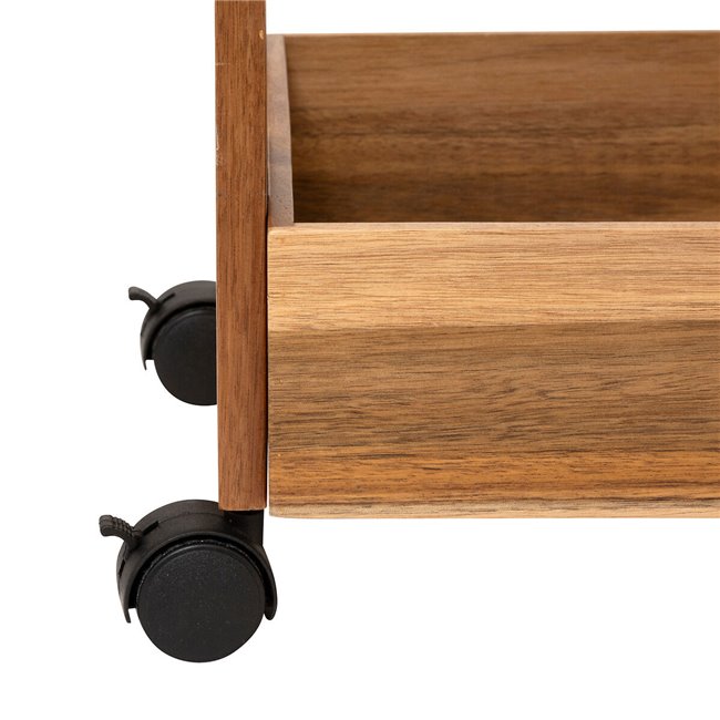 Wheels trolley, 3 stores, acacia wood/MDF, H84.5x40x30.5cm