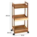 Wheels trolley, 3 stores, acacia wood/MDF, H84.5x40x30.5cm