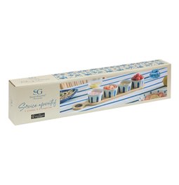 Uzkodu trauku komplekts ar 4 bļodiņam un bambusa paplāti Oceania, H5.5x48x10cm