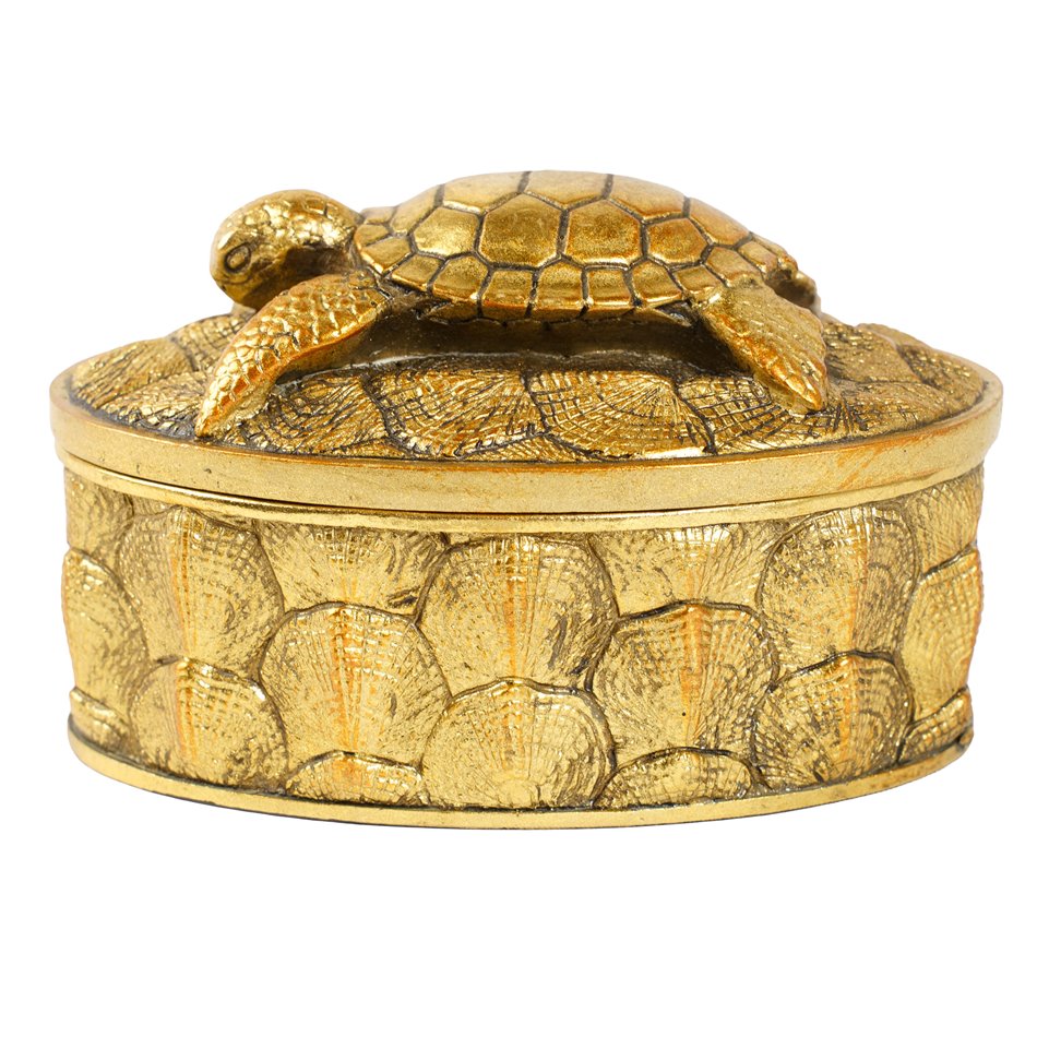 Декоративная посуда с крышкой Box, золотой цвет, H15.5x10x10cm