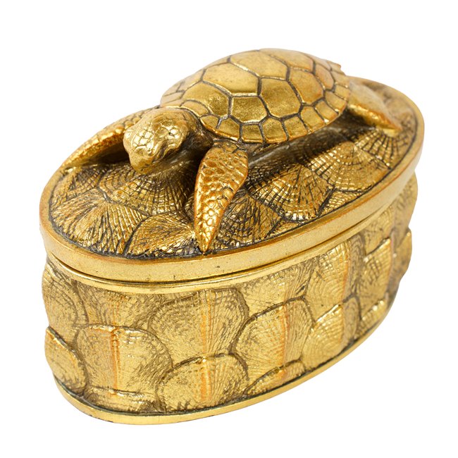 Декоративная посуда с крышкой Box, золотой цвет, H15.5x10x10cm