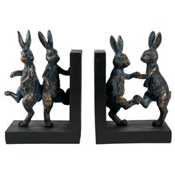 Grāmatu turētājs Dancing Rabbit, melns/bronzas krāsā, komplekts, H18.5x27x9.5cm