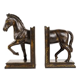 Grāmatu turētājs Horse, brūns/zelta krāsā, komplekts, H22.5x26x10cm