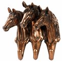 Wall clothes hanger 3 horses, brown, H21x21x19cm