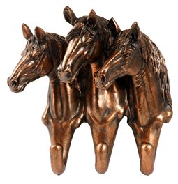 Sienas drēbju pakaramais 3 horses, brūns, H21x21x19cm