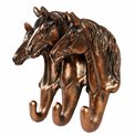 Wall clothes hanger 3 horses, brown, H21x21x19cm