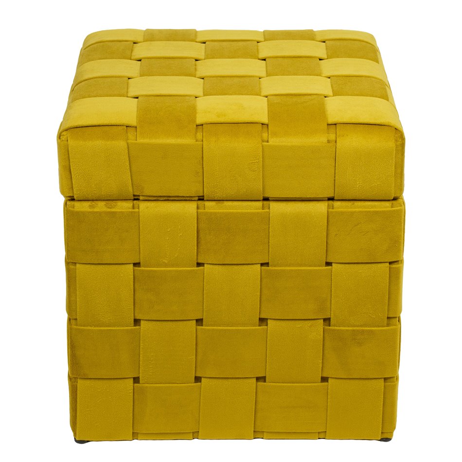 Bench with storage box Montrelle L, gold color, velvet, H44x41x41cm