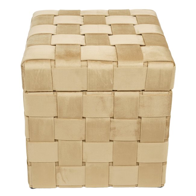 Bench with storage box Montrelle L, taupe, velvet, H44x41x41cm