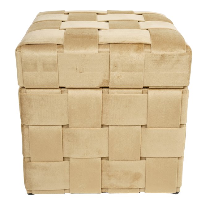 Bench with storage box Montrelle M, taupe, velvet, H38x35x35cm