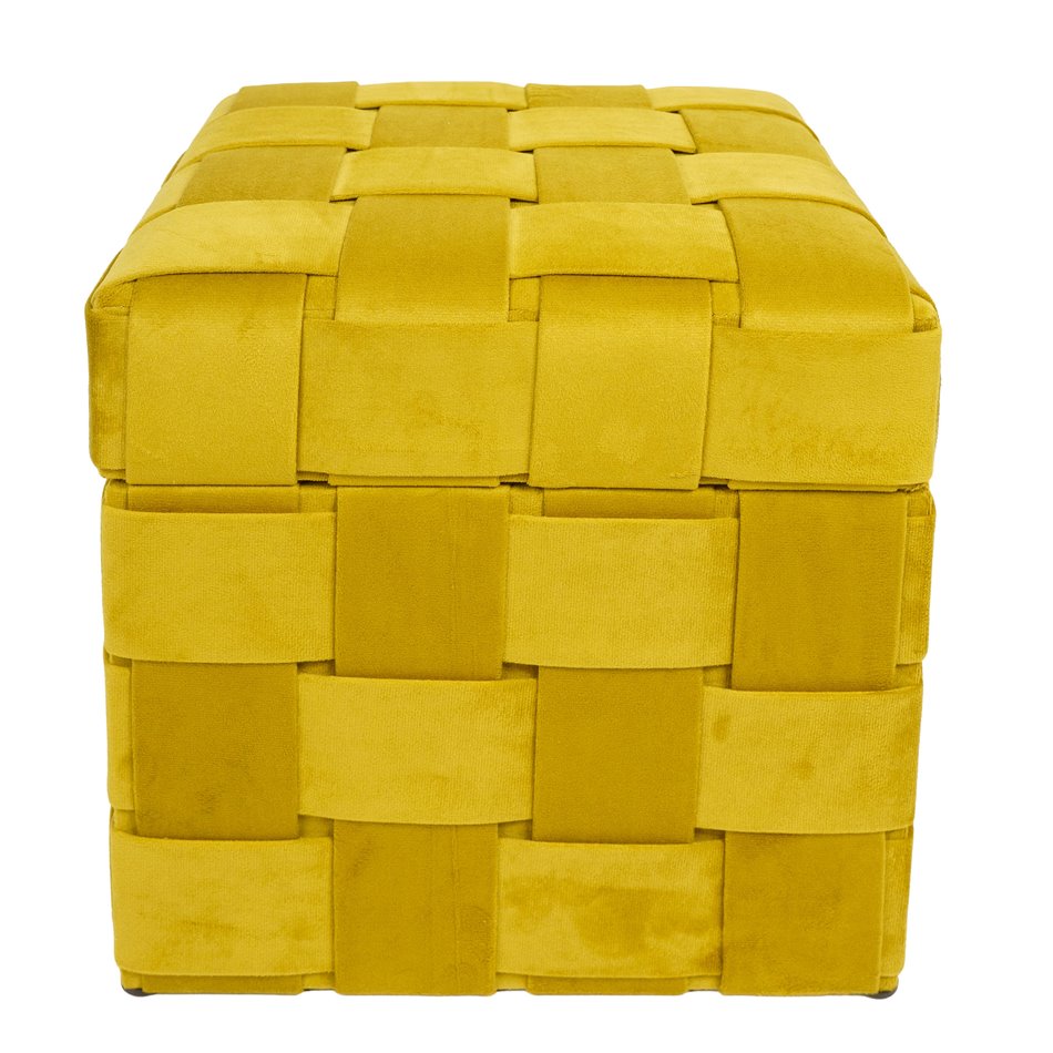 Bench with storage box Montrelle M, gold color, vevet, H38x35x35cm