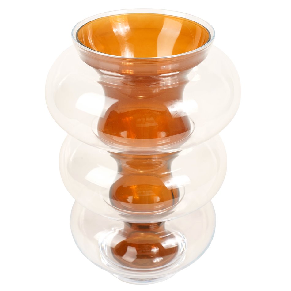 Ваза Double Ambre Matali, прозрачный/янтарный цвет, стекло, H36cm, D25.5cm