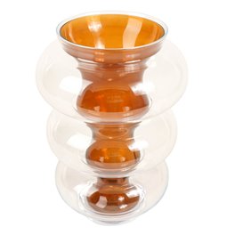 Ваза Double Ambre Matali, прозрачный/янтарный цвет, стекло, H36cm, D25.5cm