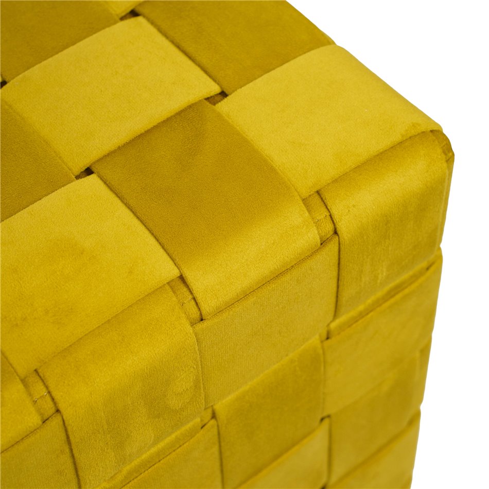 Bench with storage box Montrelle L, gold color, velvet, H44x41x41cm