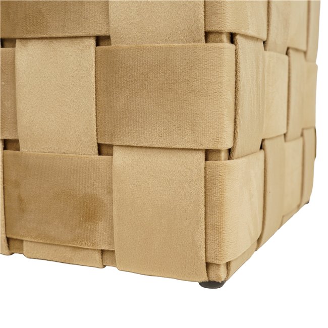 Bench with storage box Montrelle M, taupe, velvet, H38x35x35cm