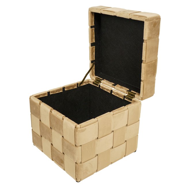 Bench with storage box Montrelle M, taupe, velvet, H38x35x35cm