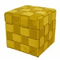 Bench with storage box Montrelle M, gold color, vevet, H38x35x35cm