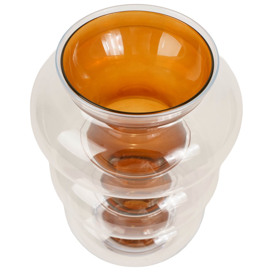 Ваза Double Ambre Matali, прозрачный/янтарный цвет, стекло, H36cm, D25.5cm