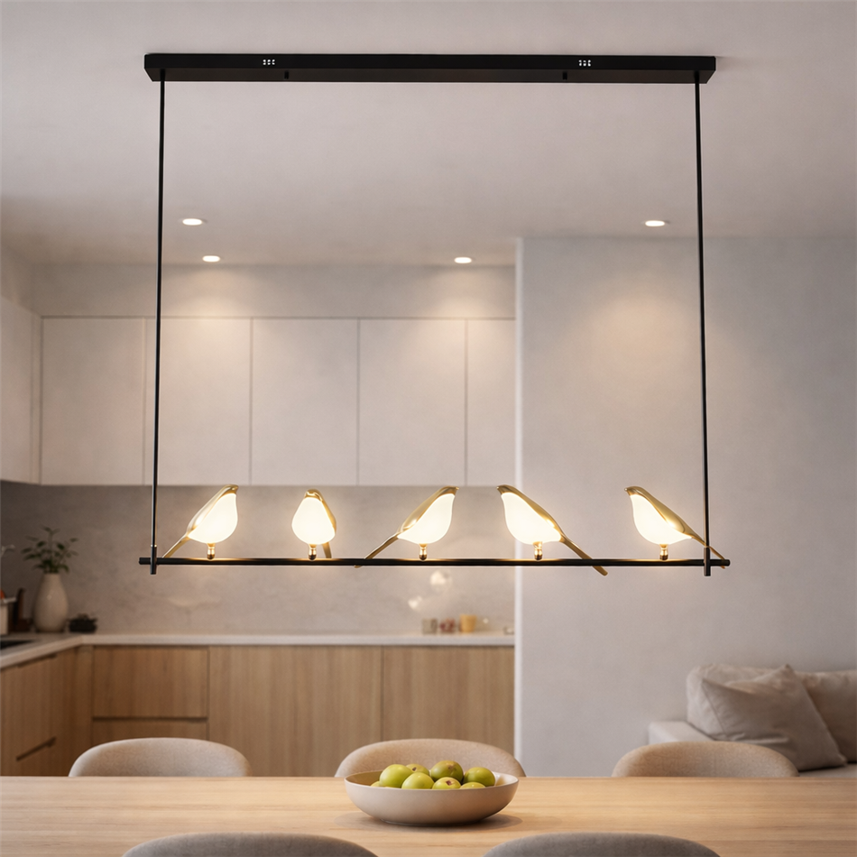 Подвесной светильник Malarro 5, черный/золотой цвет, H113x121cm, LED 40W, 3000K