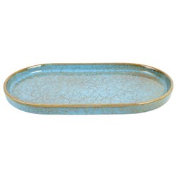 Тарелка Scratch Blue L, овальный, коричневый/синий, фарфор, 31x18cm H3cm