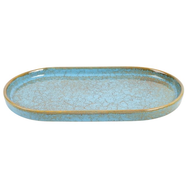 Тарелка Scratch Blue L, овальный, коричневый/синий, фарфор, 31x18cm H3cm
