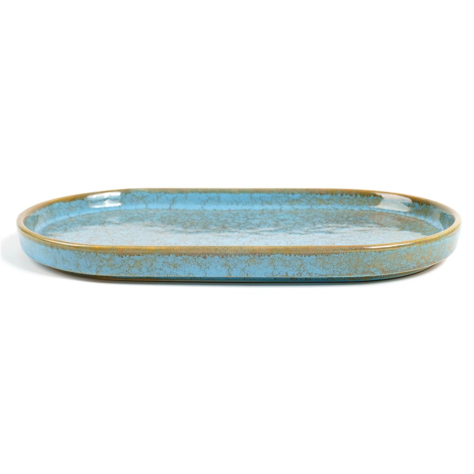 Тарелка Scratch Blue L, овальный, коричневый/синий, фарфор, 31x18cm H3cm