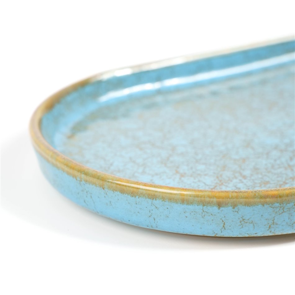 Тарелка Scratch Blue L, овальный, коричневый/синий, фарфор, 31x18cm H3cm