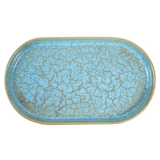 Тарелка Scratch Blue, овальный, коричневый/синий, фарфор, 25x14cm H2cm
