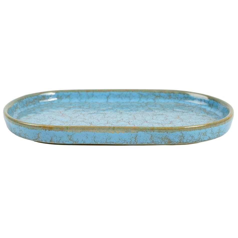 Тарелка Scratch Blue, овальный, коричневый/синий, фарфор, 25x14cm H2cm