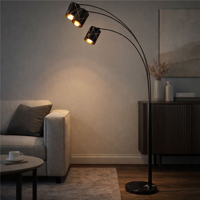 Floor lamp Moirsy 3A, black/gold color, H204cm, D130cm, E27x3 40W(MAX)