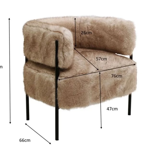 Armchair Lilja Soft, beige, H73x76x57cm, seat height 47cm 