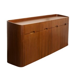 Буфет Raften 4, 4 двери/4 ящикa, шпон из орехового дерева/MDF, H80x180x45cm