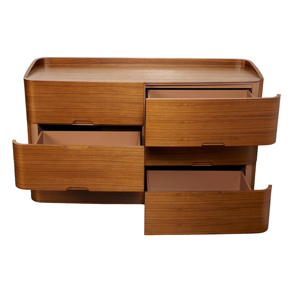 Комод Raften 6, шпон из орехового дерева/MDF, H84x140x45cm