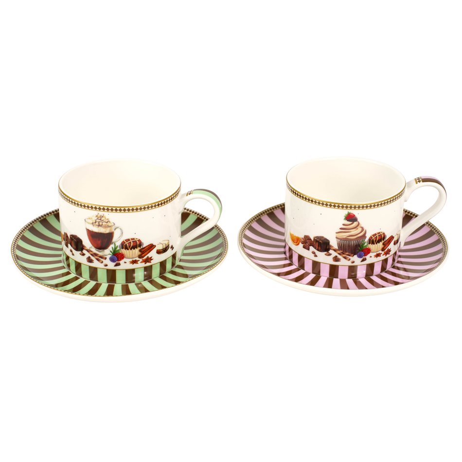 Фарфоровый набор из чашки и блюдца, 2 шт., в подарочной коробке, 240ml, H6cm, D16cm