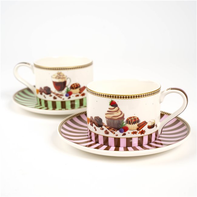 Фарфоровый набор из чашки и блюдца, 2 шт., в подарочной коробке, 240ml, H6cm, D16cm