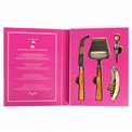 Knife, cheese slicer, bottle opener and cork in gift box, 26.1x19.5cm H3cm