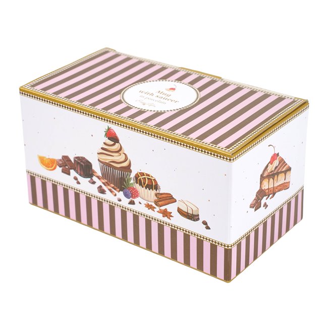 Фарфоровая кружка с блюдцем в подарочной коробке, 350ml, H10x21x13cm