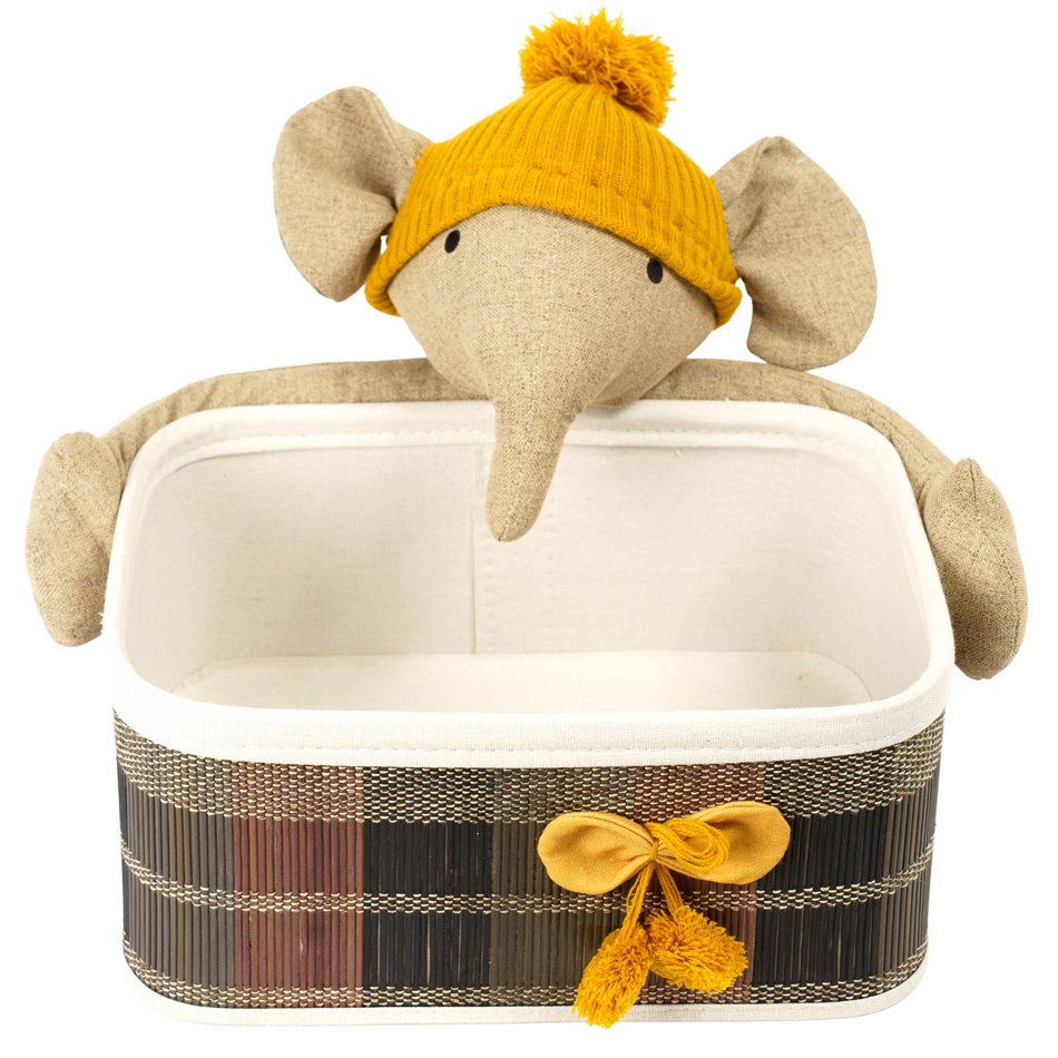 Basket Elephant L, bamboo, H16x36x26cm