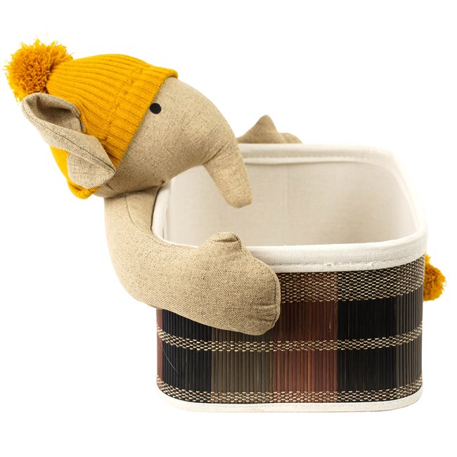 Basket Elephant L, bamboo, H16x36x26cm