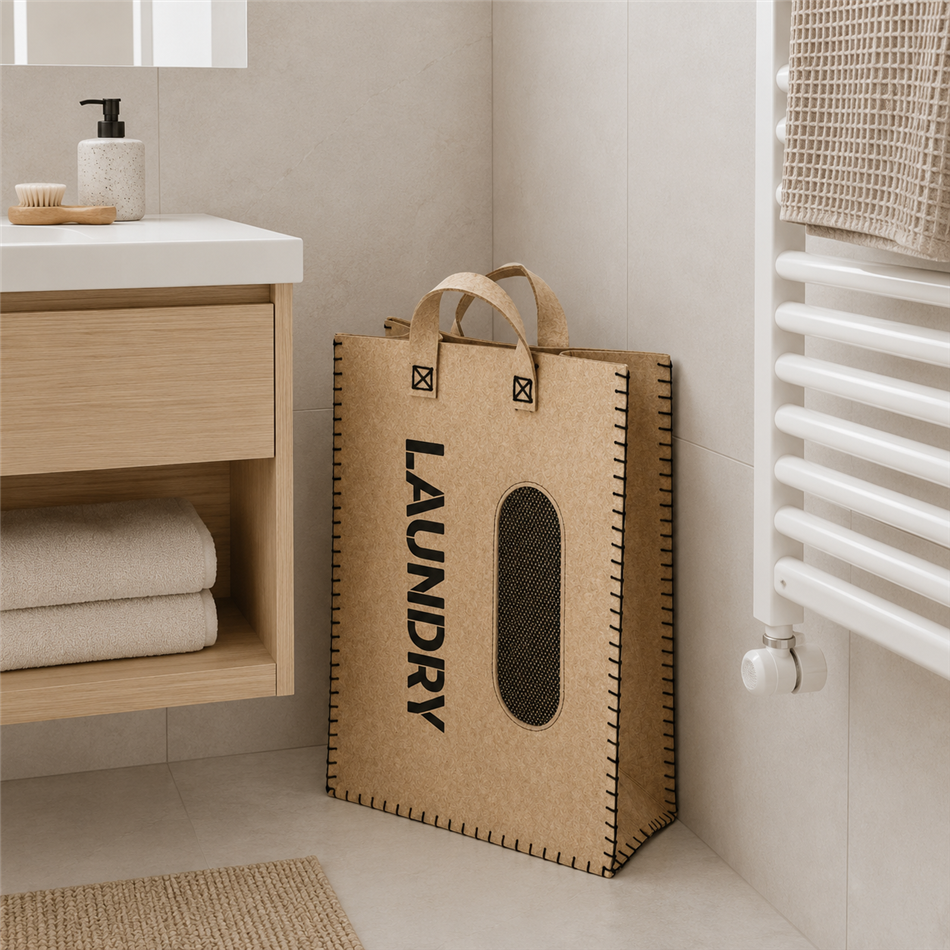 Bag Laudry 2F, felt/bamboo, H65x45x25cm