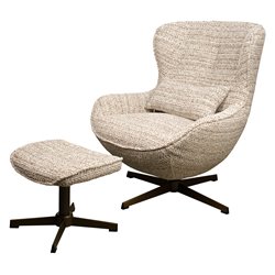 Armchair Saronna 6 with bench, rotatable 360 degrees, brown/beige/bronze color, H90x76x87.5cm, seat height 44cm