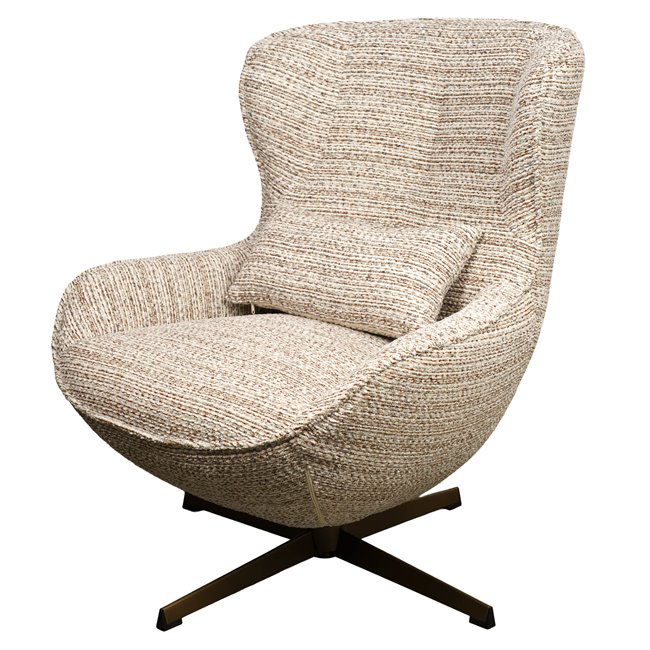 Armchair Saronna 6 with bench, rotatable 360 degrees, brown/beige/bronze color, H90x76x87.5cm, seat height 44cm