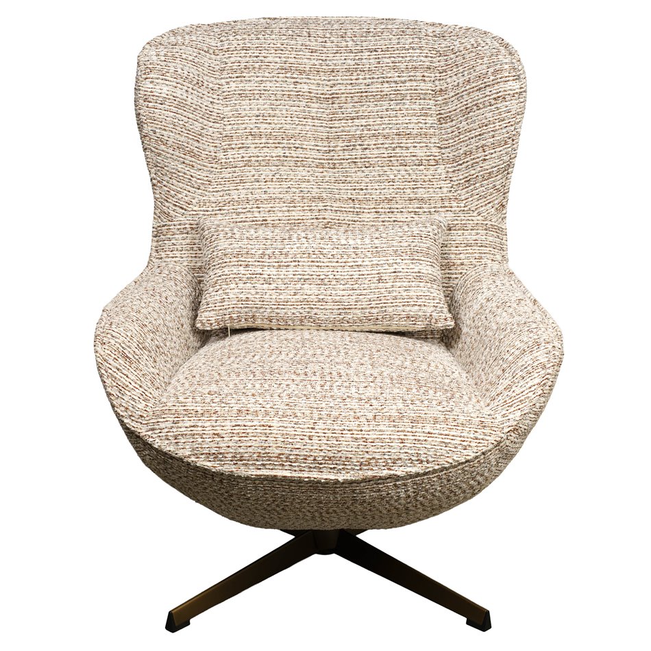 Armchair Saronna 6 with bench, rotatable 360 degrees, brown/beige/bronze color, H90x76x87.5cm, seat height 44cm