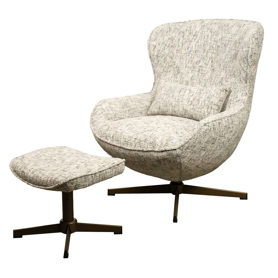 Armchair Saronna 7 with bench, rotatable 360 degrees, grey/bronze color, H90x76x87.5cm, seat height 44cm