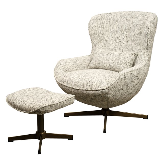 Armchair Saronna 7 with bench, rotatable 360 degrees, grey/bronze color, H90x76x87.5cm, seat height 44cm